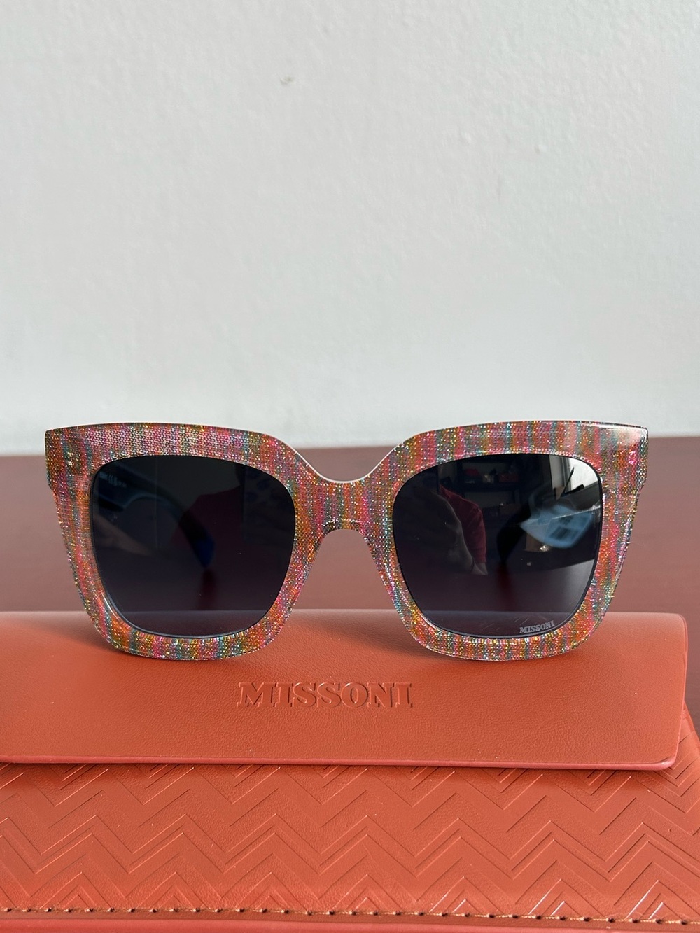 Missoni Multicolor Square Sunglasses with case